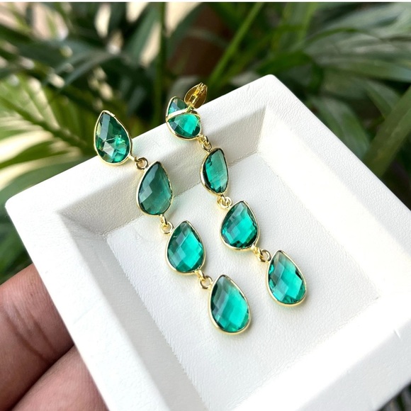 Jewelry - AQUA QUARTZ 24k gold drop Earrings